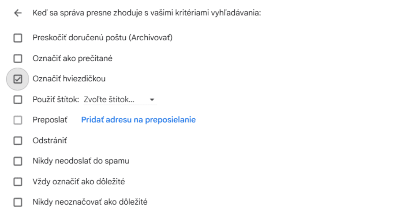 Pri vytváraní filtra zaškrtnite možnosť Použiť štítok.