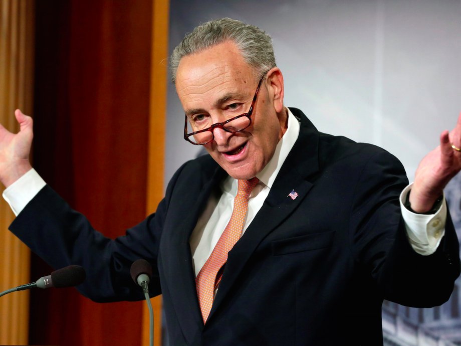 Senate Minority Chuck Schumer (D-NY) speaks at his news conference on budget negotiations and GOP plans on taxes and healthcare on Capitol Hill in Washington, U.S, April 27, 2017.