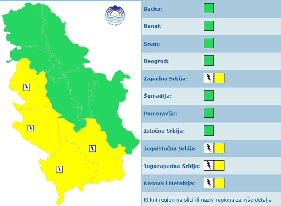 Meteoalarm za utorak, 7. jul