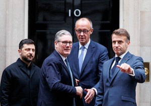 Volodimir Zelenski, Kir Starmer, Fridrih Merc i Emanuel Makron