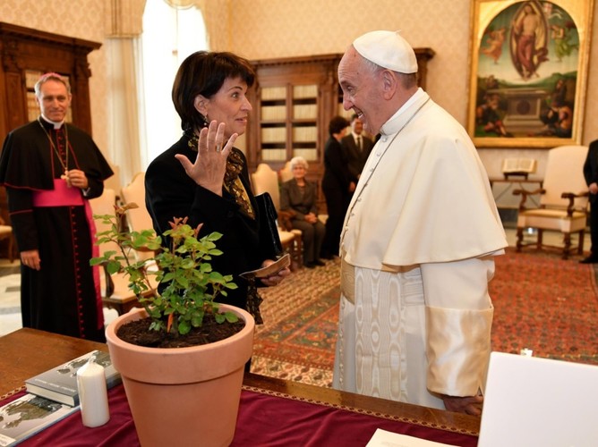 Doris Leuthard i papież Franciszek