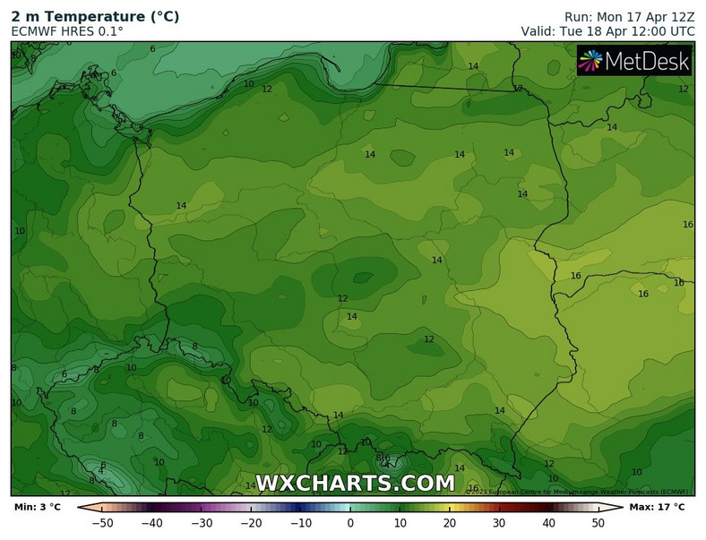 Temperatura nieco wzrośnie i sięgnie ok. 15 st. C