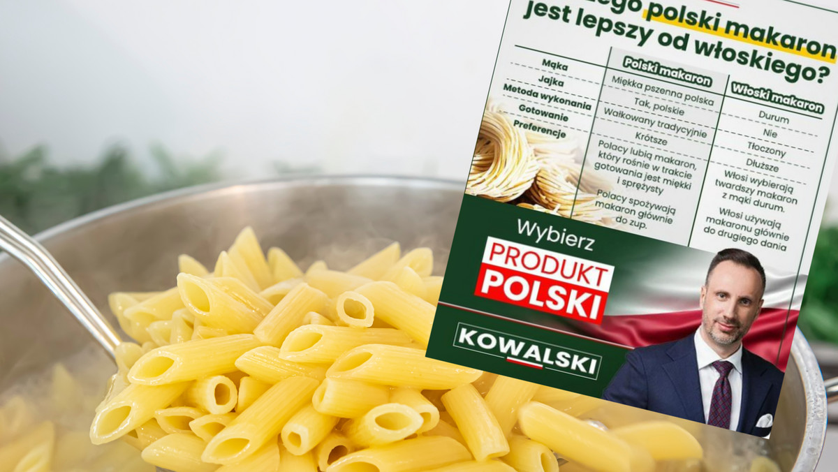 Janusz Kowalski zachęca do kupowania polskiego makaronu. Internauci reagują
