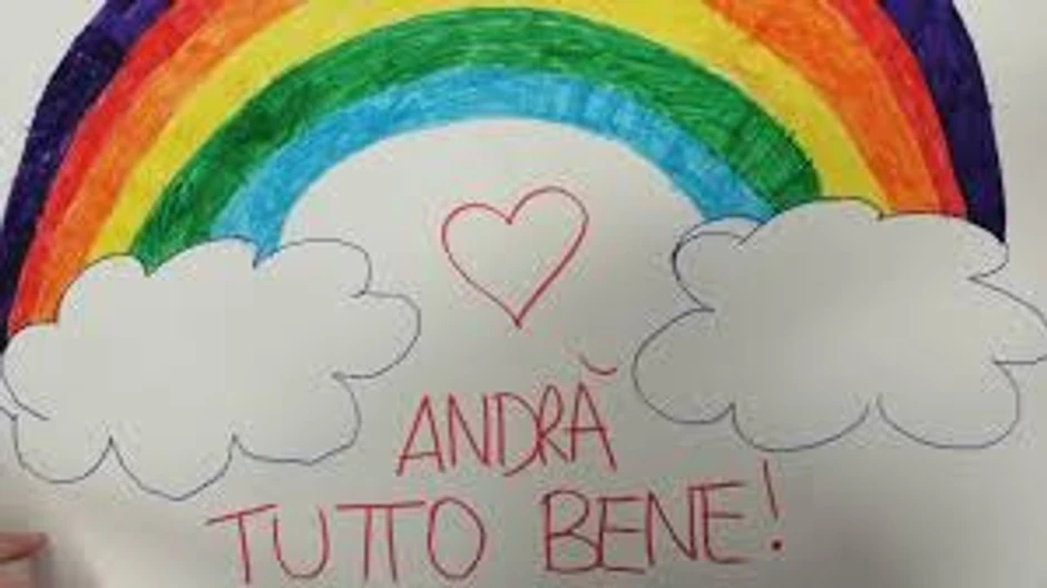 U Italiji je zaživela inicijativa "andrà tutto bene", gde deca širom zemlje crtaju dugu i oblake sa natpisom "Sve će biti dobro"...