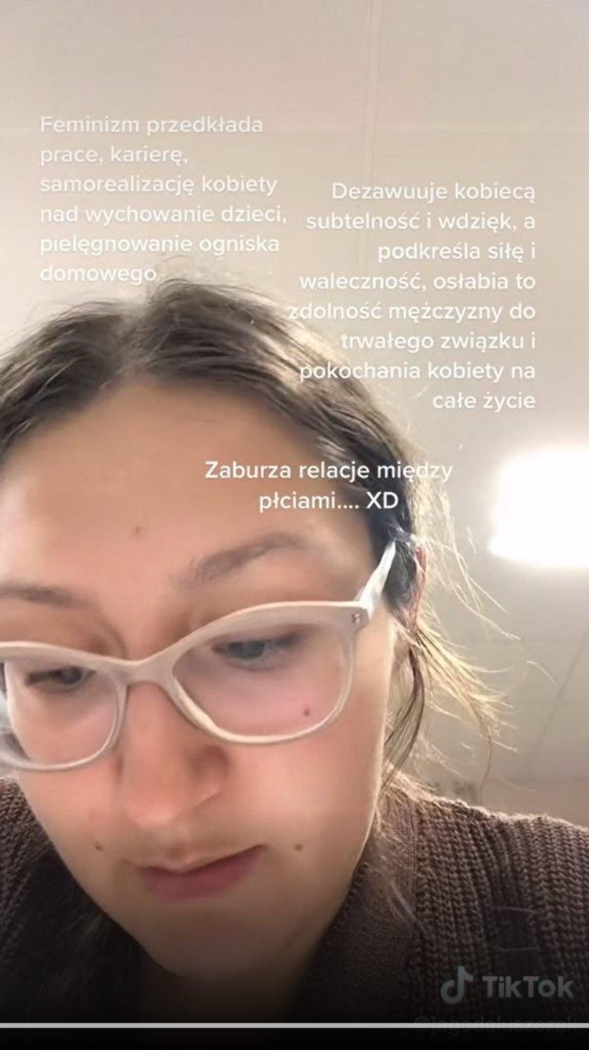 TikTok z lekcji religii. "Feminizm dezawuuje kobiecą subtelność i wdzięk"