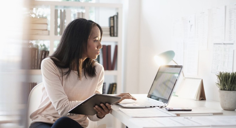 woman working in home office