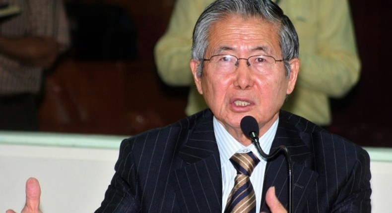 Peruvian former president Alberto Fujimori, pictured in 2007, was hospitalized over concerns he may be at risk of cerebral ischemia, a reduced blood supply to the brain