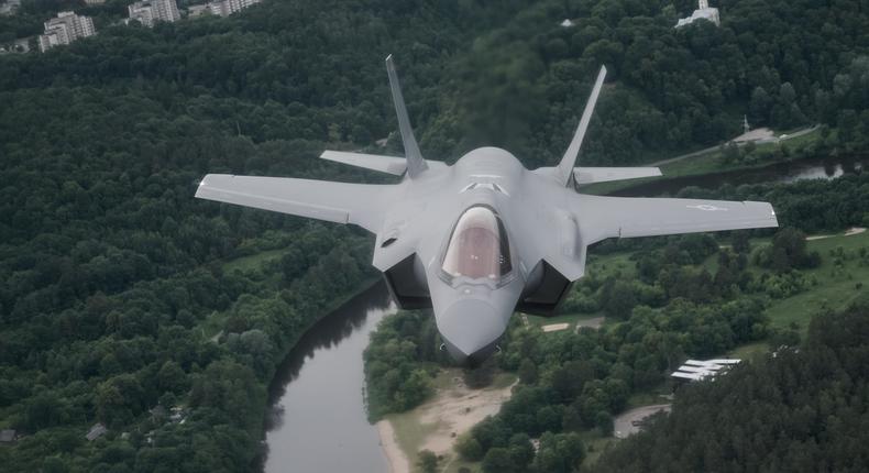 Air Force F-35A Lightning II aircraft operating over the Baltic states in 2022.Air National Guard photo by Master Sgt. Ryan Campbell