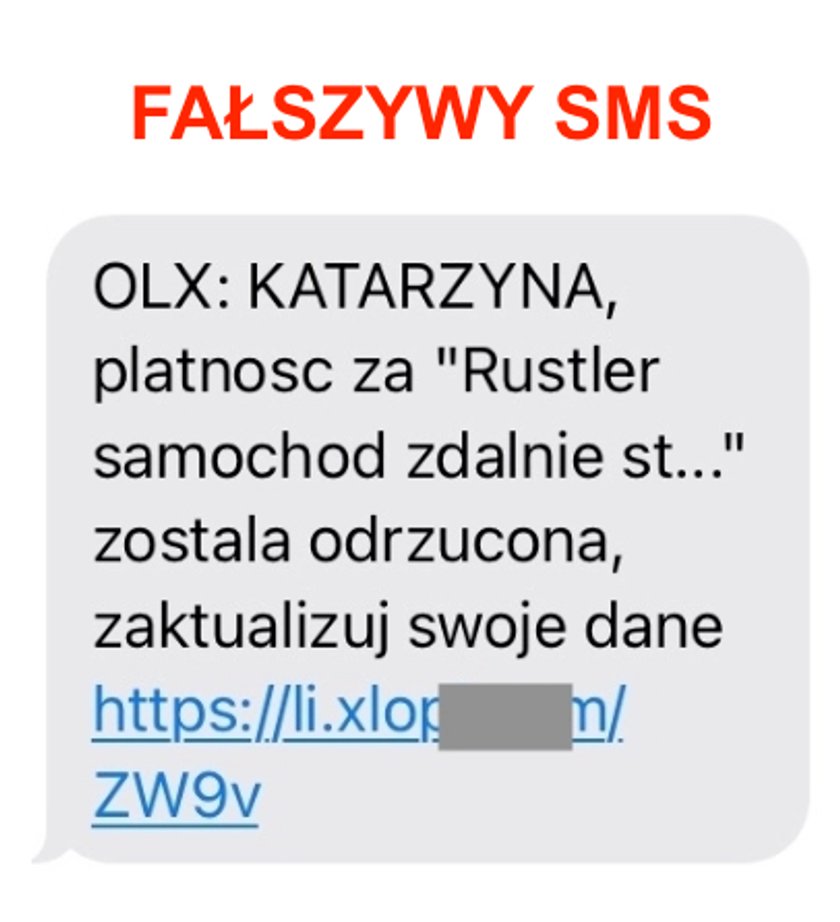 Fałszywa wiadomość SMS