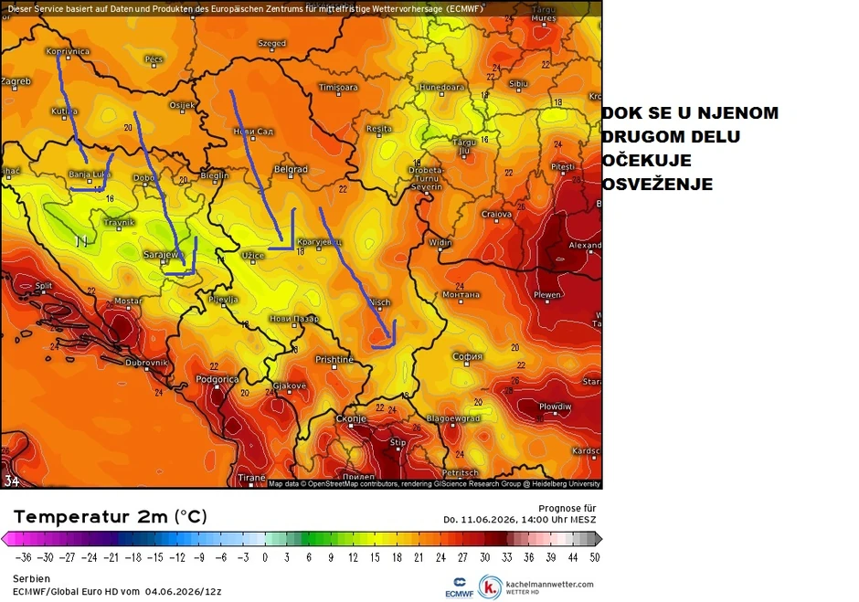 Osveženje u drugom delu sledece nedelje