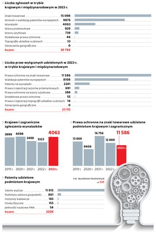 Liczba zgłoszeń w trybie krajowym i międzynarodowym w 2023 r.