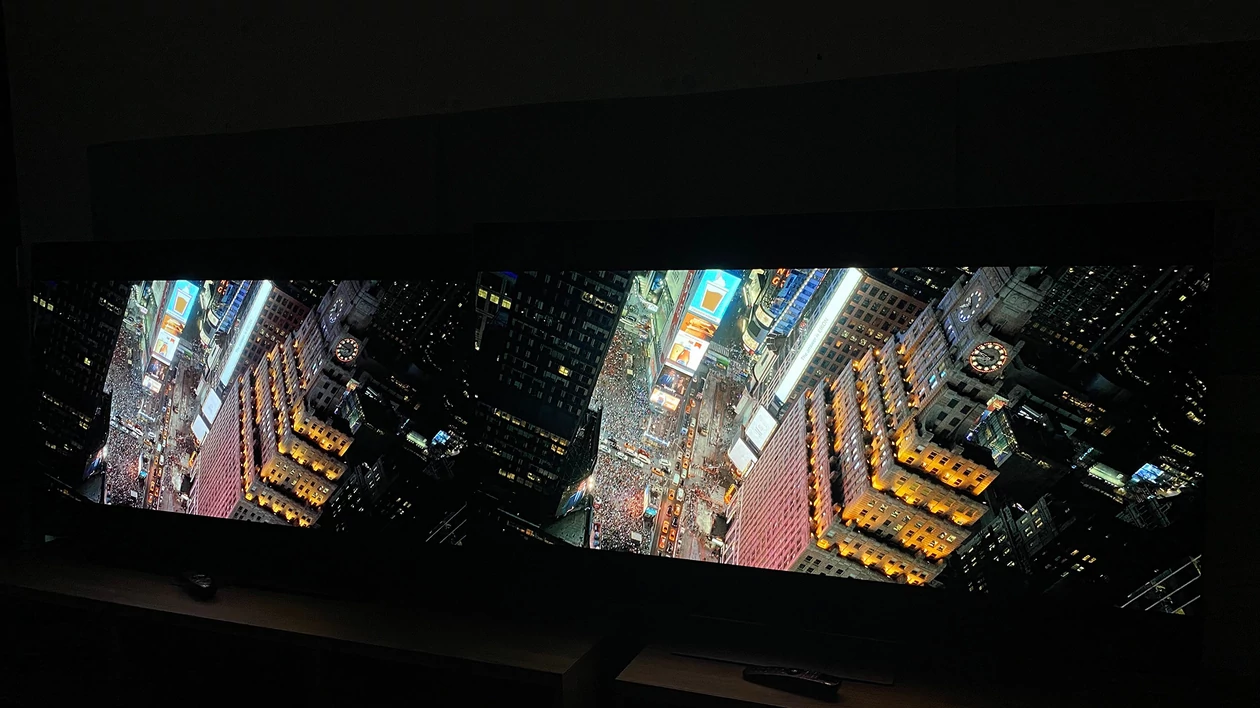 LG OLED G3 (po prawej) jest zauważalnie jaśniejszy w porównaniu do poprzednich generacji telewizorów (zdjęcie z filmu "Life" na UHD Blu-ray, Sony Pictures Home Entertainment)