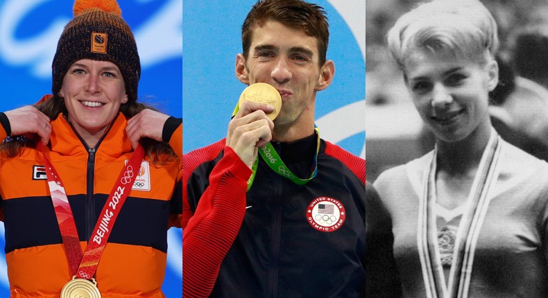 Ireen Wst, Michael Phelps, and Larisa Latynina are some of the most decorated Olympians in history.Richard Heathcote/Staff/Getty Images; Adam Pretty/Getty Images; STF/AFP via Getty Images