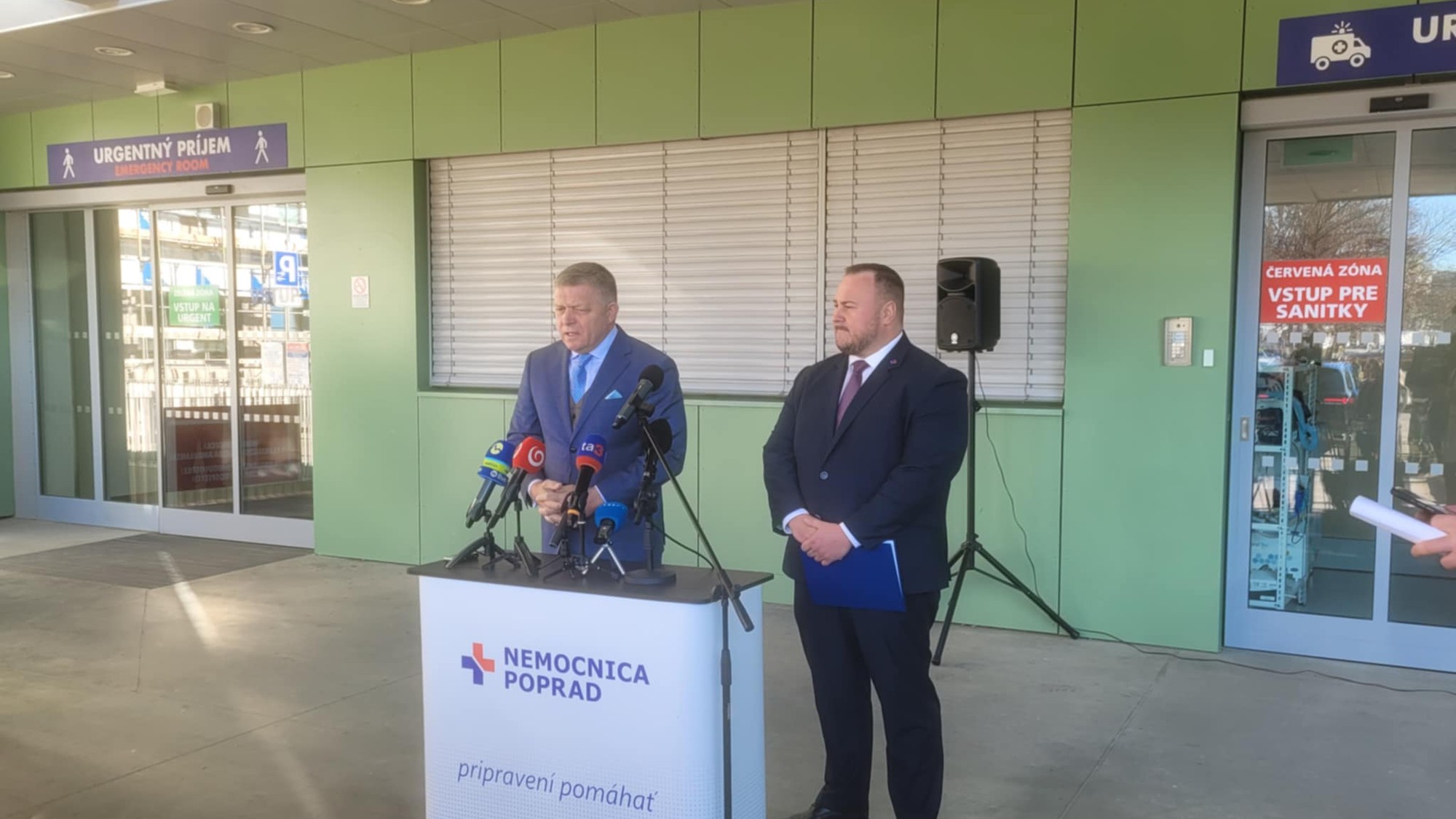 Robert Fico na brífingu po návšteve popradskej nemocnice.