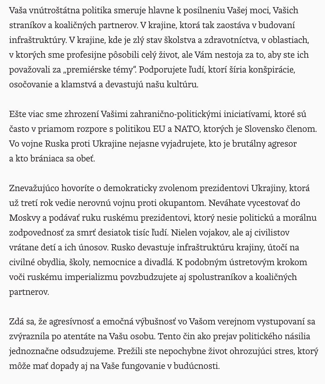 Odborníci z oblasti psychiatrie a psychológie adresovali premiérovi Robertovi Ficovi otvorený list.