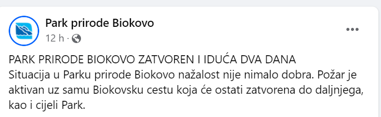 Museli zatvoriť aj Prírodný park Biokovo.