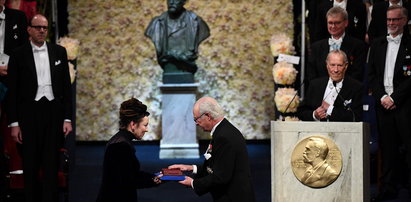 Olga Tokarczuk odbiera Nagrodę Nobla