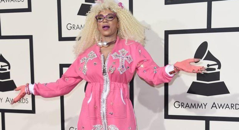 Dencia at the 2016 Grammys in a Hello Kitty pyjama outfit