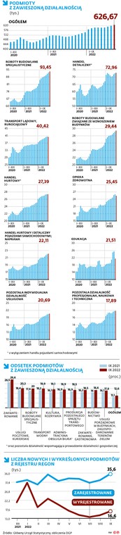 Podmioty z zawieszoną działalnością (tys.)