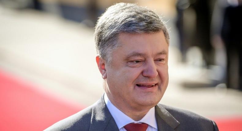 Ukraine's President Petro Poroshenko, pictured in April 2017, dismissed the claim in a recent New York Times article that the engine for North Korea's long-range missile came from a Ukrainian factory, but he still ordered an investigation on it