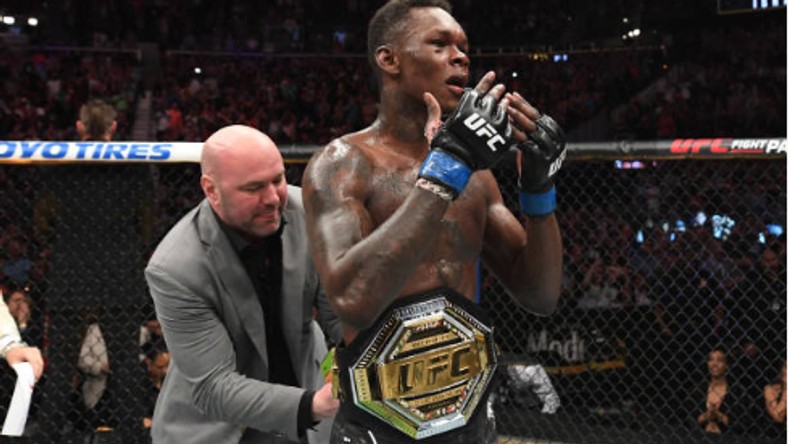 Israel Adesanya is the new UFC interim middleweight champion after beating Kelvin Gastelum in an epic fight (Josh Hedges/Zuffa LLC/Zuffa LLC via Getty Images)