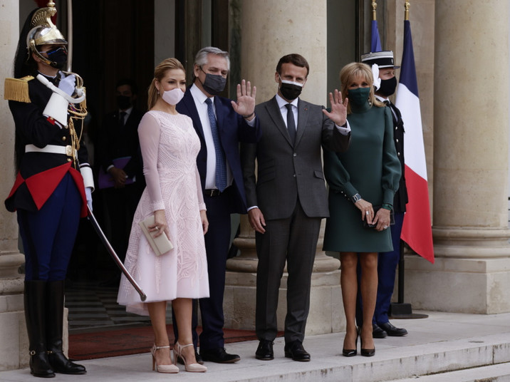 Emmanuel Macron Brigitte Macron Alberto Fernandez Fabiola Yanez