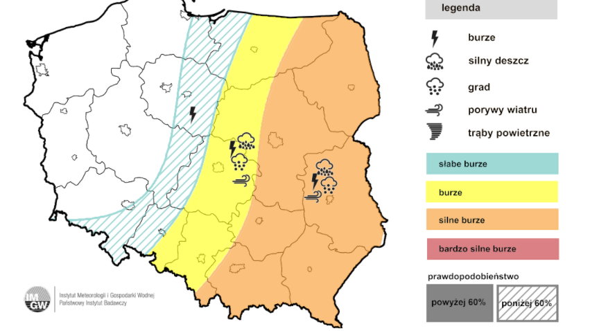 Najgroźniejsze burze przejdą przez wschodnią Polskę