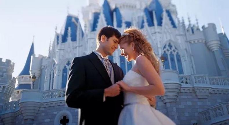 Tom and Danielle at their Disney-inspired wedding