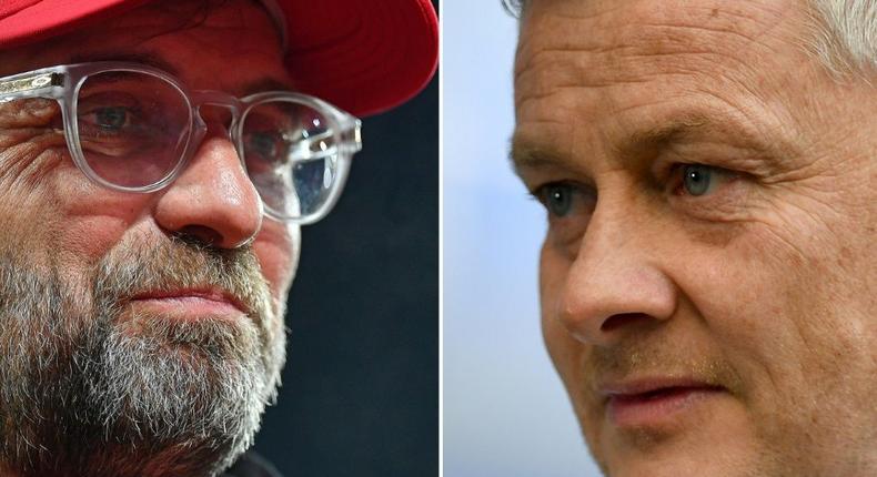 Manchester United manager Ole Gunnar Solskjaer (right)believes Liverpool boss Jurgen Klopp (left)has influenced the number of penalties awarded to his side Creator: Paul ELLIS