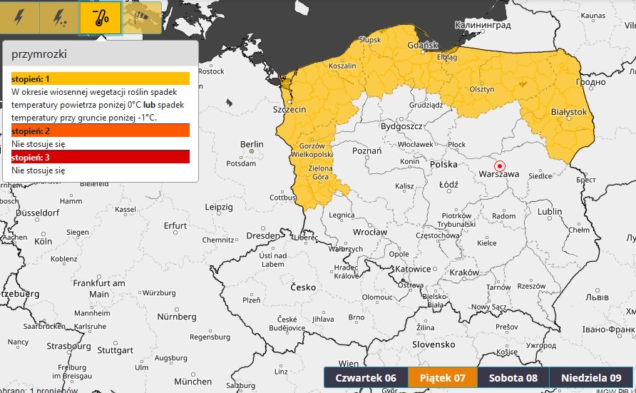 Piątek spodziewane przymrozki