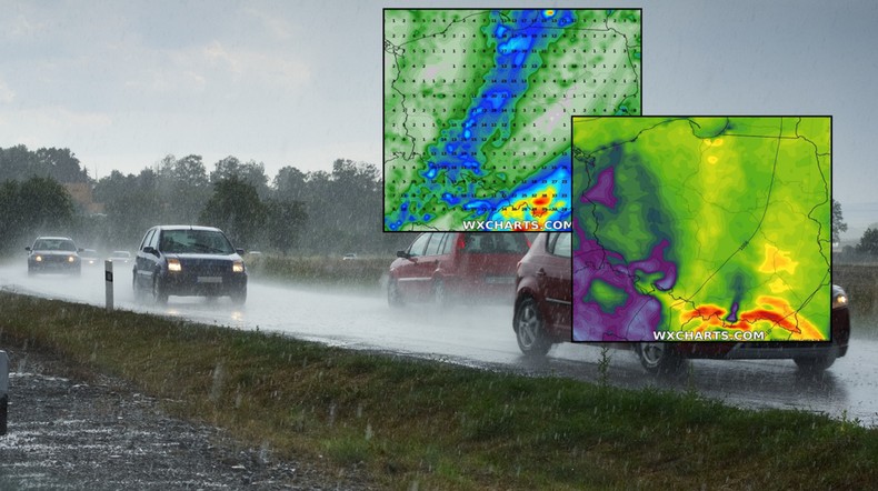 Koniec tygodnia przyniesie deszcz, wiatr i znaczny spadek temperatury (mapy: wxcharts.com)
