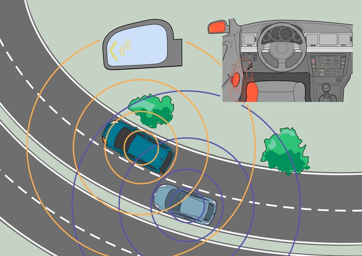 Pojazd jest informowany o uczestniku ruchu znajdującym się ...