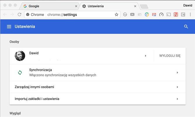 Google Chrome 59 z sekcją ustawień opartą na Material Design