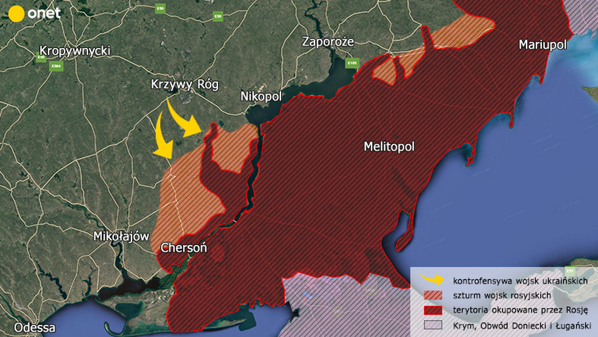 Wojna w Ukrainie. Sukces armii ukraińskiej w regionie Chersonia [MAPA]