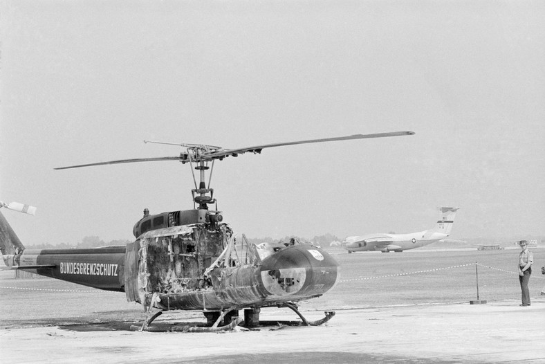 Helikopter wysadzony granatem