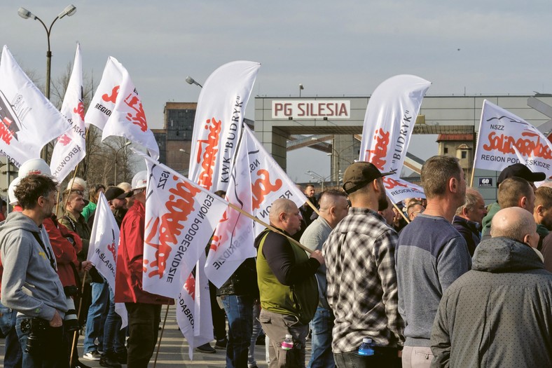 Protesty górników z kopalni Silesia w obronie miejsc pracy, 10 marca 2025 r.