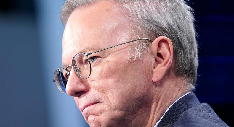 Eric Schmidt , former chairman and CEO at GOOGLE visits Fox Business Network Studios on April 16, 2019 in New York City.