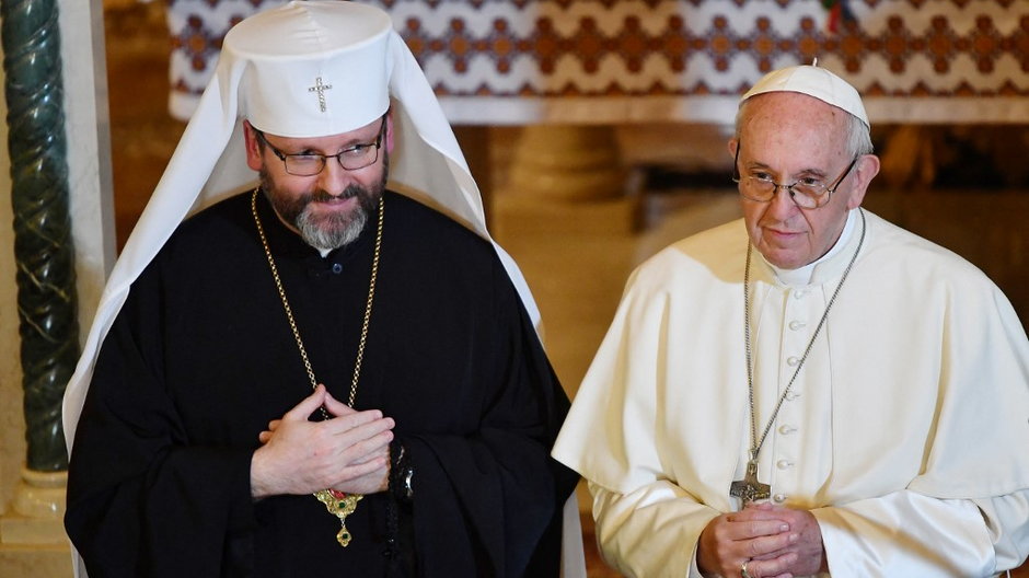 Arcybiskup Swiatosław Szewczuk i papież Franciszek, 2018 r.