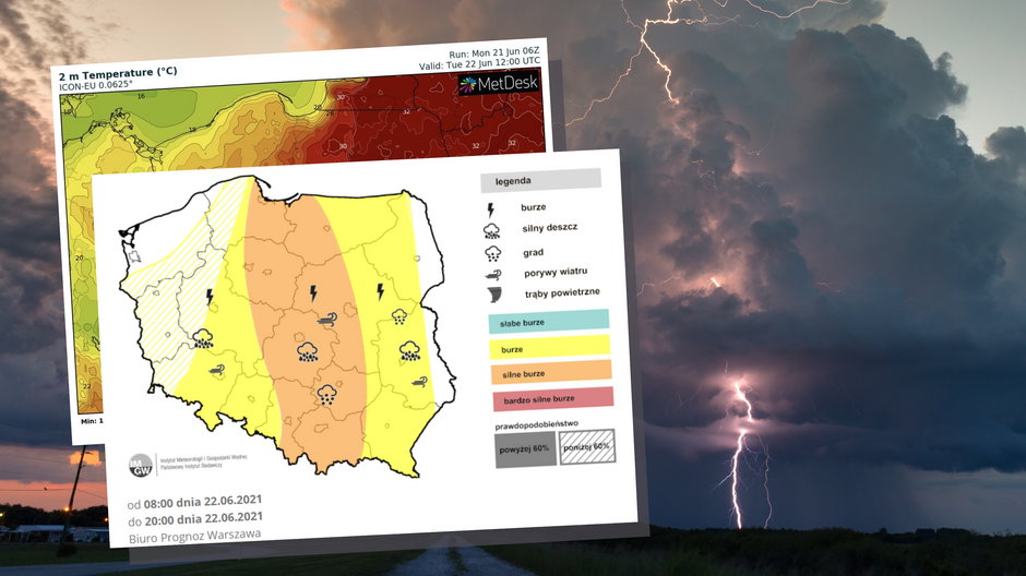 Prognoza pogody na wtorek, 22 czerwca. Kolejne burze i zmiana temperatury