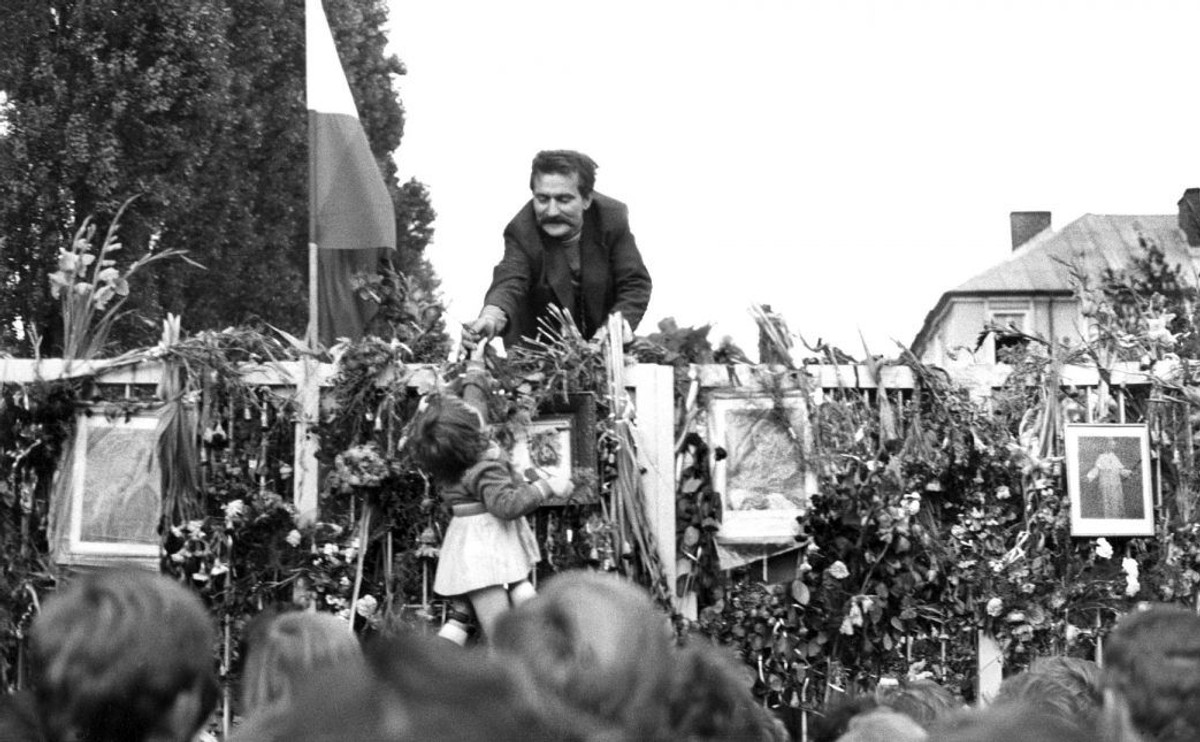 Lech Wałęsa podczas strajku w Stoczni Gdańskiej