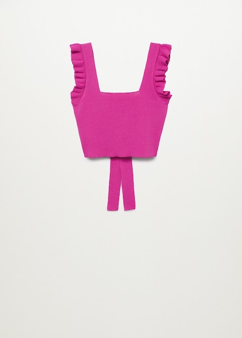 Pinkes Modell mit Volant von Mango für 35.95 Franken. 