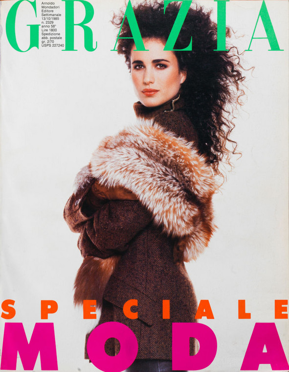 Andie MacDowell na okładce magazynu "Grazia", 1984 r.