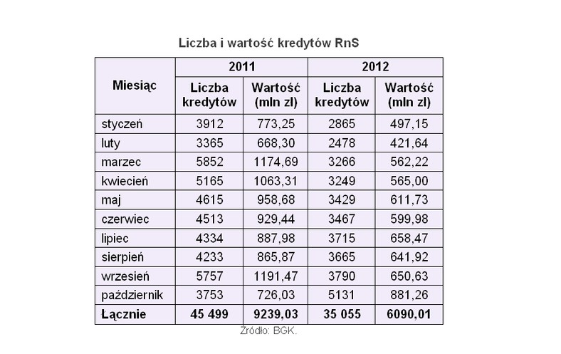 Liczba i wartość kredytów RnS, fot. Open Finance