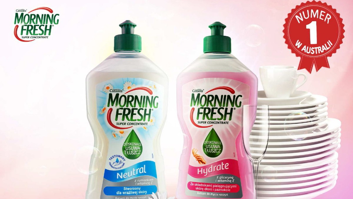 Morning Fresh z nowymi balsamami do mycia naczyń Hydrate i Neutral nie tylko doskonale usuną nawet uporczywe zabrudzenia z naczyń, ale dzięki odpowiednio przygotowanej formule będą delikatne dla dłoni i paznokci podczas zmywania.