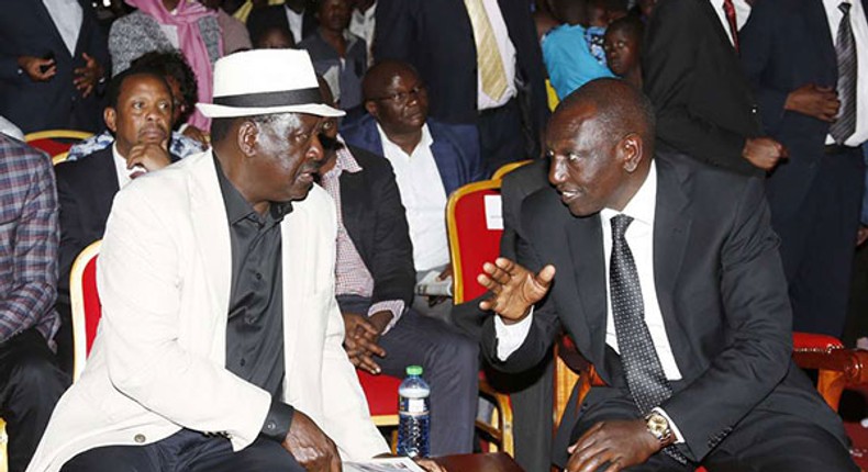 File Image of  Former PM Raila Odinga with DP William Ruto