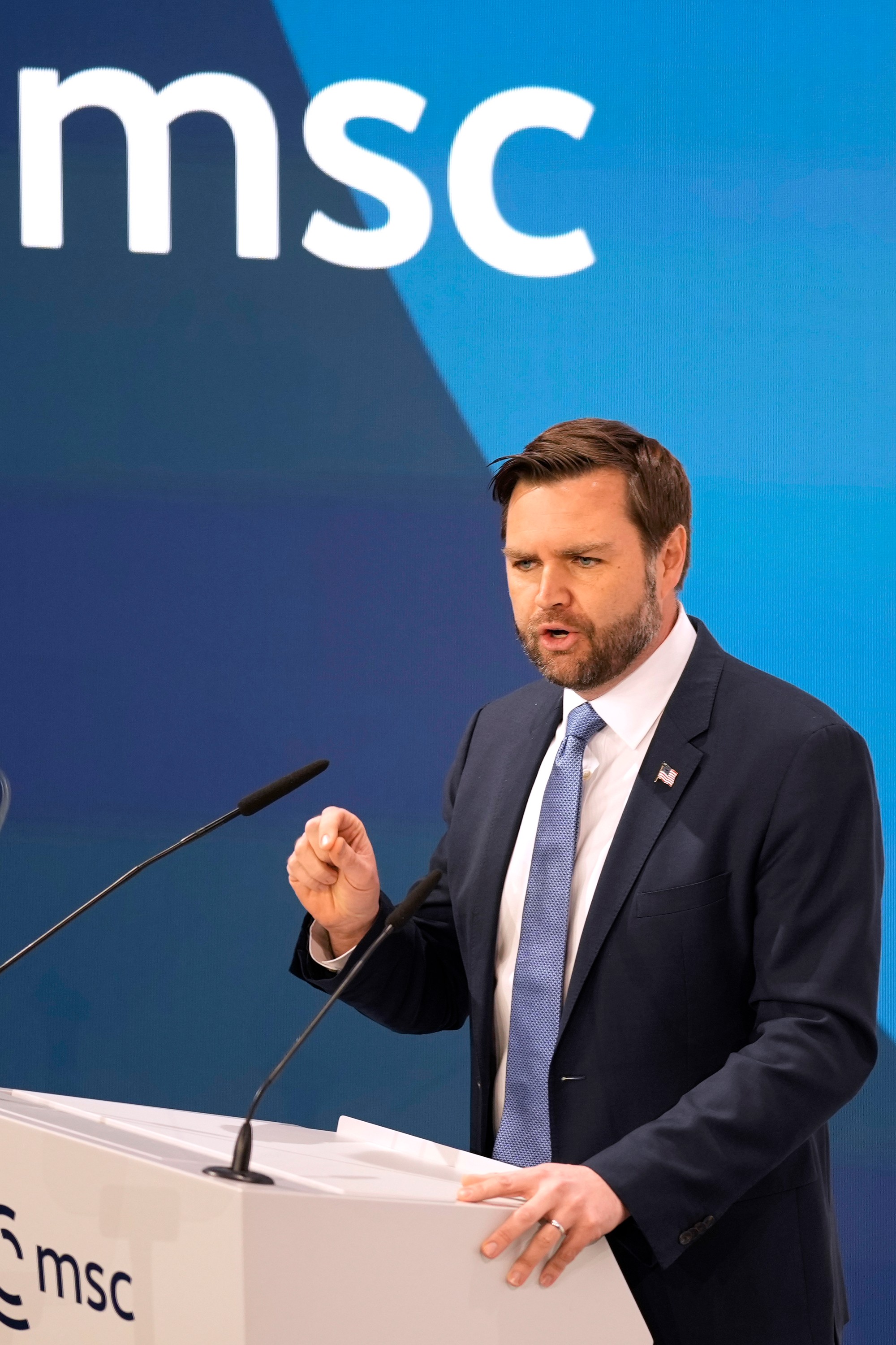 Americký viceprezident J. D. Vance na Mníchovskej bezpečnostnej konferencii.