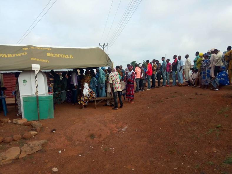 Voters waiting to vote during the Ekiti governorship election. 