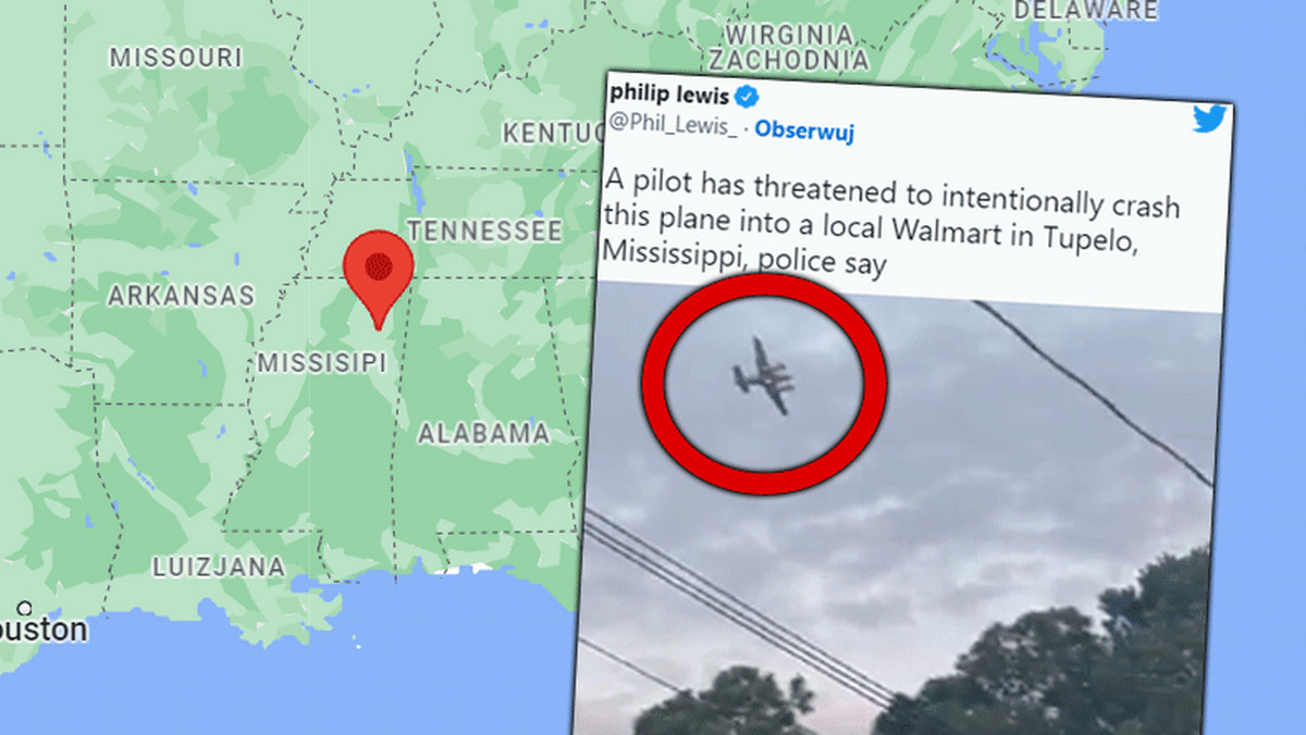 Pilot groził rozbiciem się o Walmart. Missisipi w gotowości