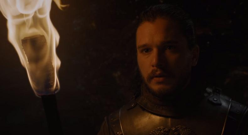 Jon Snow gives Daenerys a tour of the dragon glass mine