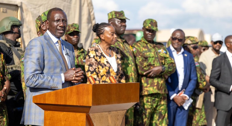 President William Ruto when he visited Kenyan Police officers deployed to Haiti under the UN-backed Multinational Security Support (MSS) mission on Saturday, September 21